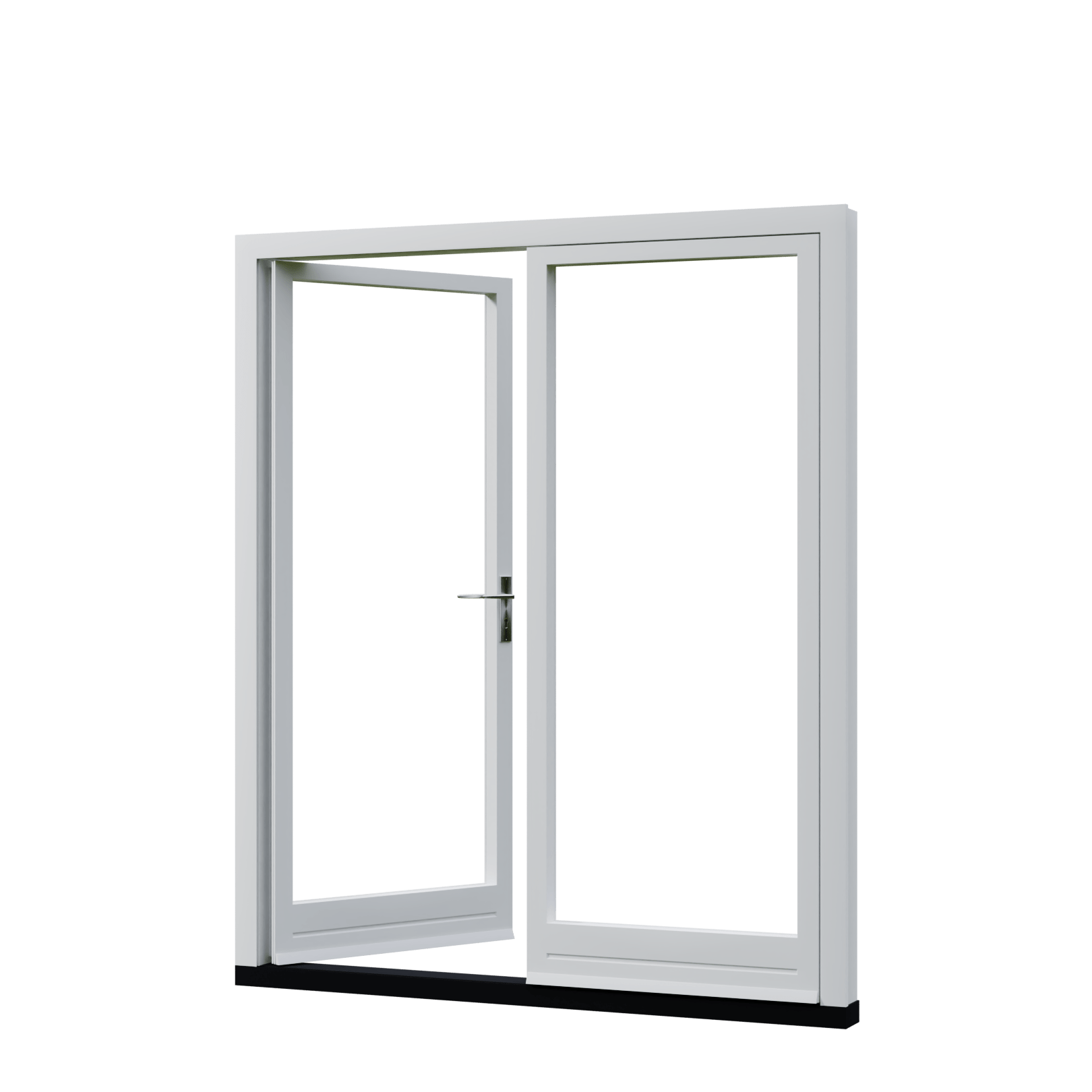 Dubbele binnendraaiende houten balkondeuren met elegante en warme uitstraling